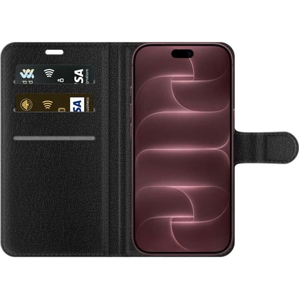Kompatibel Tegnebogsetui til Apple iPhone 18 Pro Et sødt blåt rumvæsen med store ører, der sidder og vinker blå