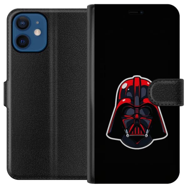 Kompatibel Tegnebogsetui til Apple iPhone 12 Rød og sort hjelm i minimalistisk science fiction-design sort
