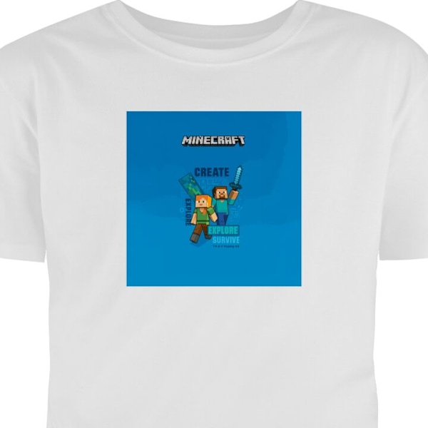 Barn-T-shirt | Bekväm T-shirt för Barn Minecraft Caves vit 5-6 År