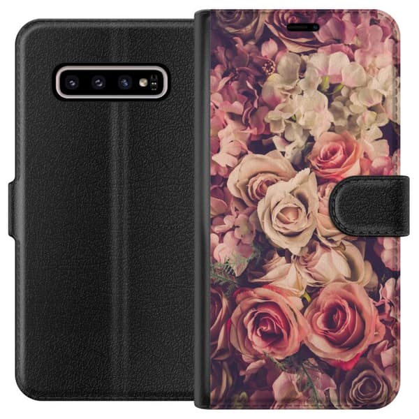 Kompatibelt Lommeboketui til Samsung Galaxy S10+ Blomster