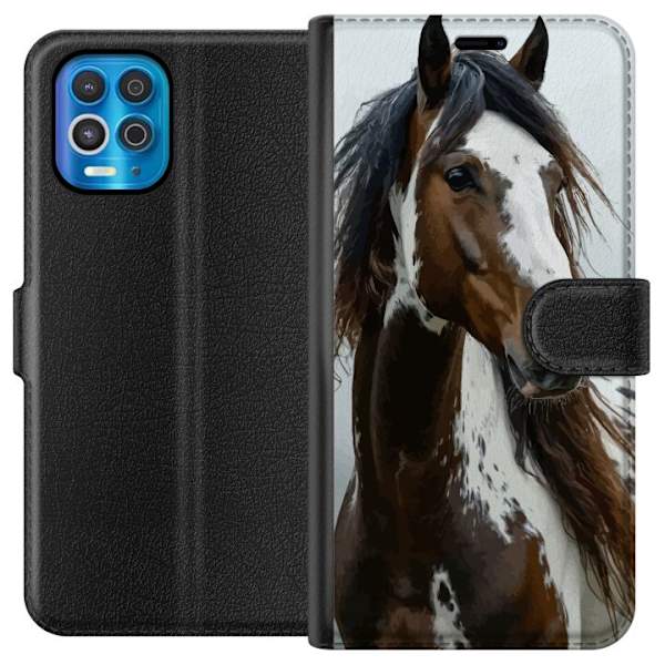 Motorola Edge S Plånboksfodral Häst Djurmotiv Grafisk Design Natur Kraftfullt Motiv Populär Väggkonst Djurtema Ridning
