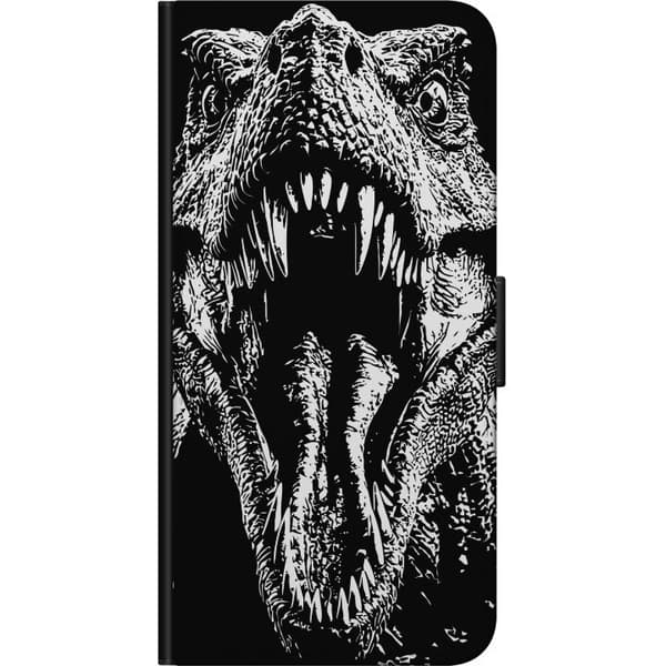 Kompatibel Tegnebogsetui til Samsung Galaxy Note10+ Brølende dinosaur i sort-hvid - dinosaurmotiv i sort og hvid sort