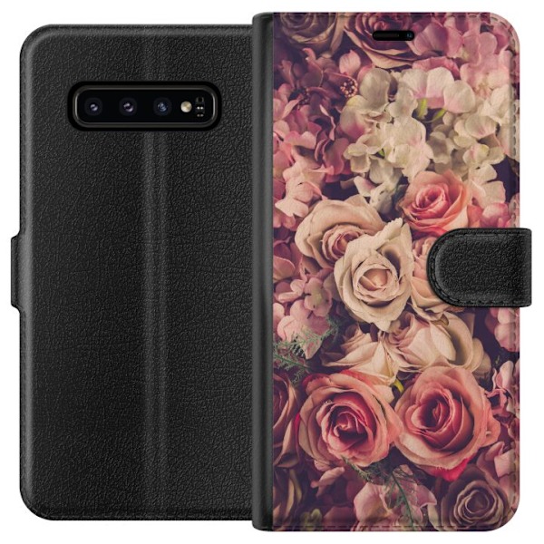 Samsung Galaxy S10 Tegnebogsetui Blomster