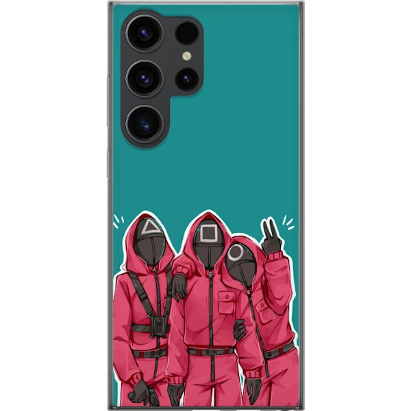 Samsung Galaxy S24 Ultra Gennemsigtig cover Squid Game Karakterer Grafisk Design Seriefigurer Populær TV Motiv Asiatisk Stil Spændende Trend