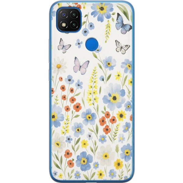 Xiaomi Redmi 9C Genomskinligt Skal Sommarblommor