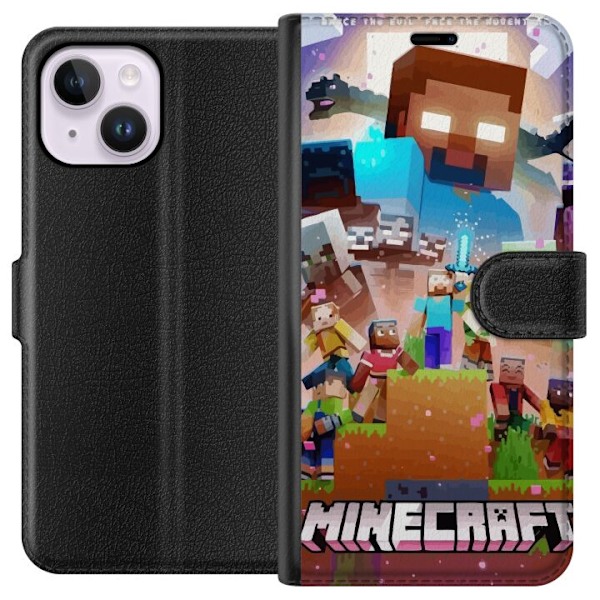 Apple iPhone 15 Plus Lompakkokotelo Minecraft