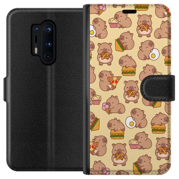 Kompatibel Tegnebogsetui til OnePlus 8 Pro Kawaii capybara mobilcover med flere søde figurer