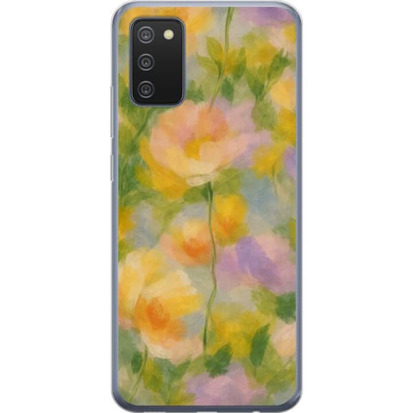 Kompatibelt Mobildeksel til Samsung Galaxy A02s Solvarme blomster i håndmalt romantisk stil