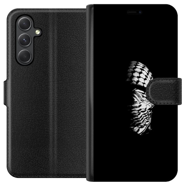 Samsung Galaxy A15 5G Tegnebogsetui Keffiyeh-mønster - klassisk sort-hvid palæstinensisk tørklæde med kulturel betydning