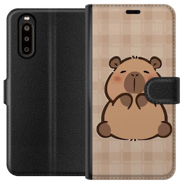 Sony Xperia 10 II Tegnebogsetui Mobilskal kawaii capybara flera figurer japansk stil