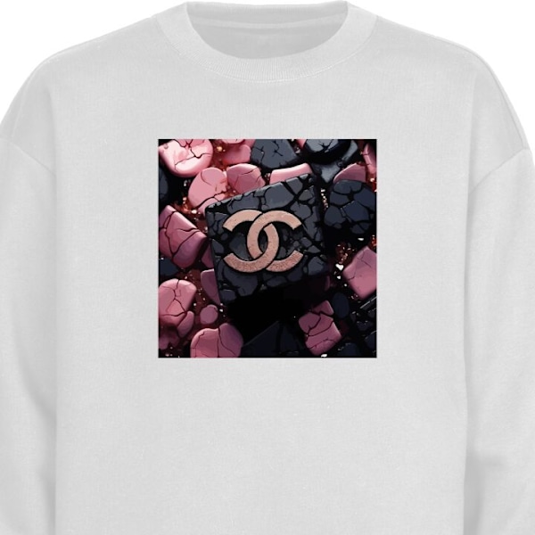 Sweatshirt for Voksen | Klassisk Collegegenser Chanel Svart og hvit XXL