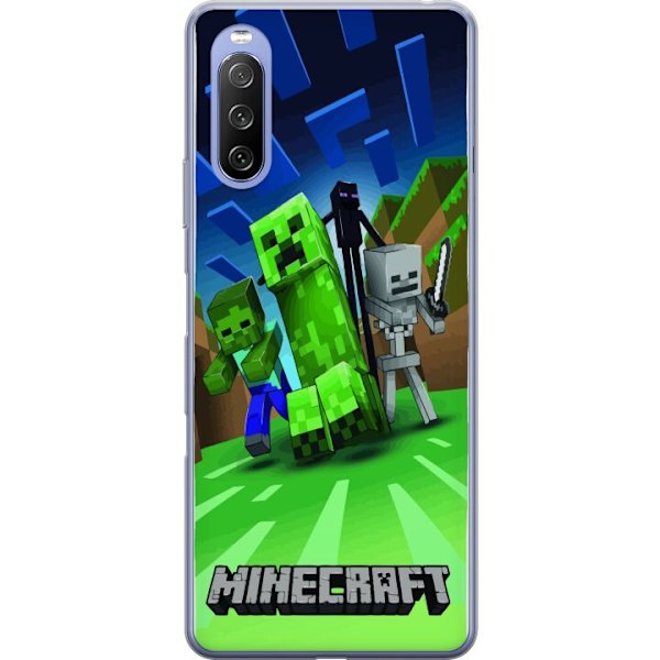 Sony Xperia 10 III Lite Genomskinligt Skal Minecraft Creeper mobilskal i klassisk grön pixelstil