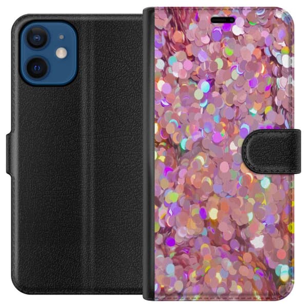 Kompatibelt Plånboksfodral till Apple iPhone 12 mini Rosa glitter