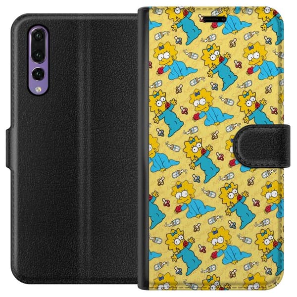 Kompatibelt Plånboksfodral till Huawei P20 Pro Mönster med Maggie Simpson, nappar och nappflaskor gul