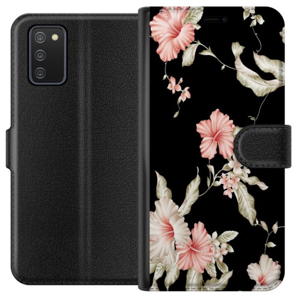 Samsung Galaxy A02s Plånboksfodral Floral Pattern Black