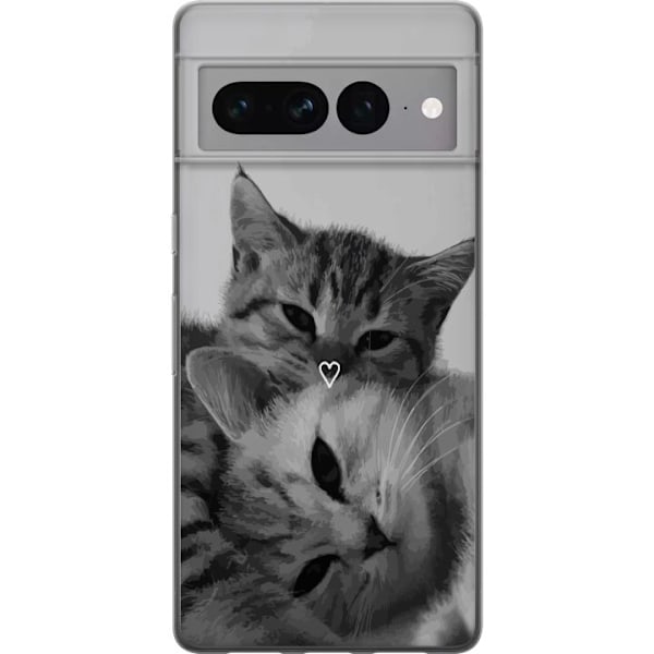 Google Pixel 7 Pro Genomskinligt Skal Katt Hjärta