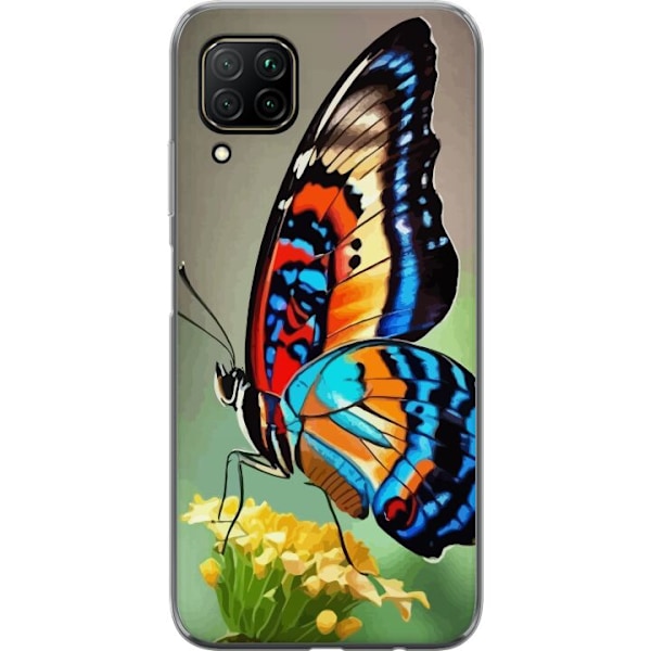 Huawei P40 lite Genomskinligt Skal Fjäril Natur Sommar Motiv Vingar Färgstark Design Populär Dekor Grafiskt Exotiskt Tema