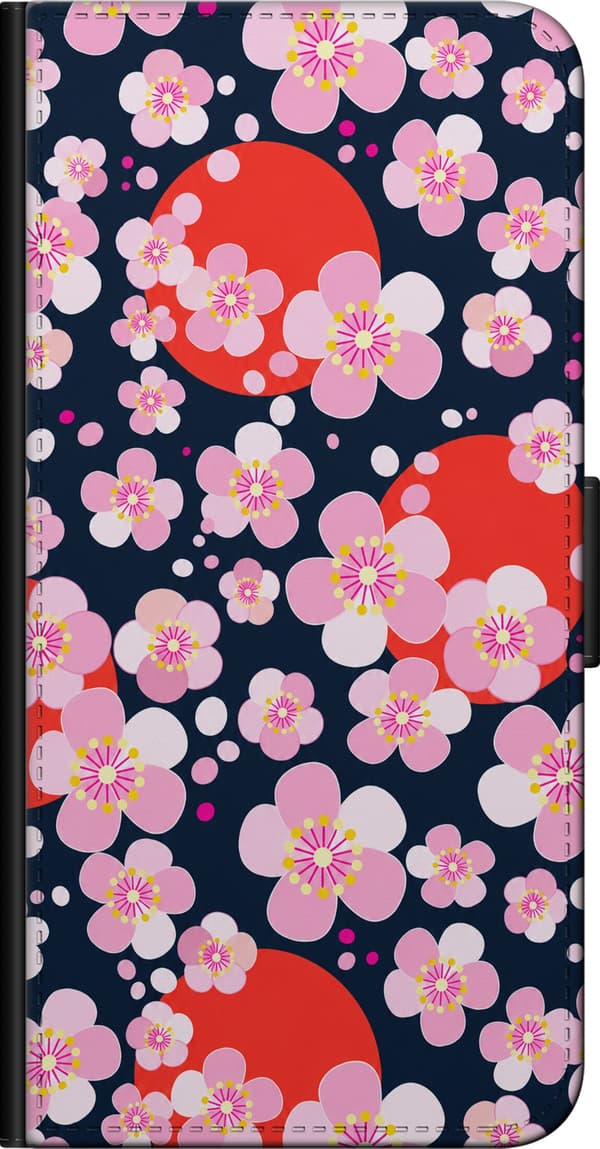 Kompatibelt Lommeboketui til Xiaomi Redmi Note 9 Pro Blå sakuragrafikk blå