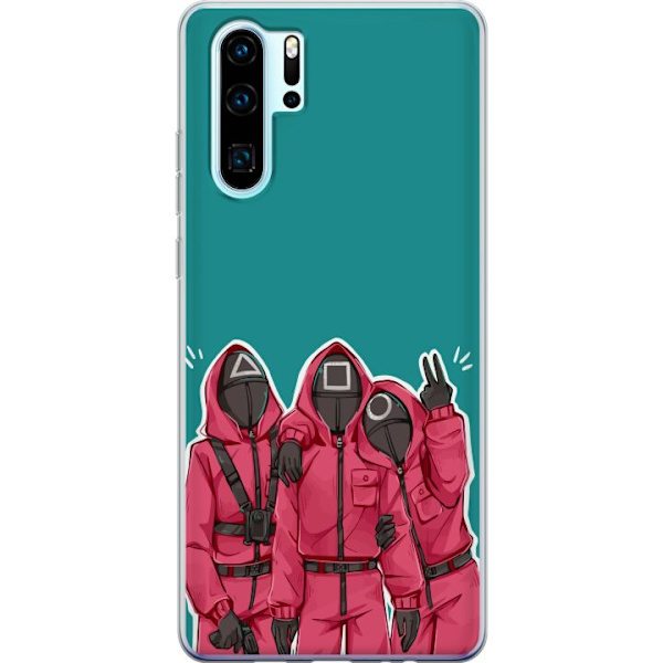 Huawei P30 Pro Läpinäkyvä kuori Squid Game Hahmot Graafinen Suunnittelu Sarjakuvasarjan Hahmot Suosittu TV-Teema Aasialainen Tyyli Jännittävä Tr