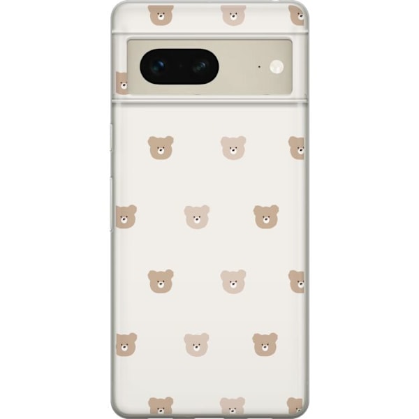 Google Pixel 7 Läpinäkyvä kuori Teddy-tausta - söpöt tedd