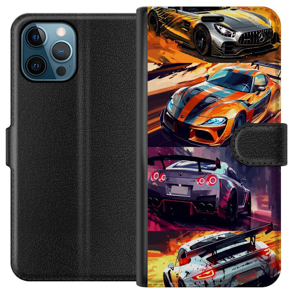 Apple iPhone 12 Pro Max Tegnebogsetui Rallyfeber - fartfyldt motiv med rallybiler