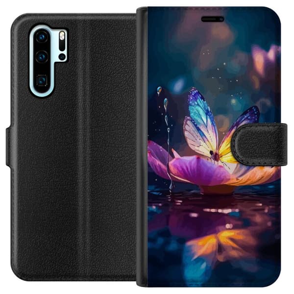 Kompatibelt Lommeboketui til Huawei P30 Pro Butterfly