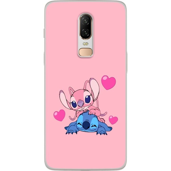 OnePlus 6 Läpinäkyvä kuori Ystävänpäivä Stitch