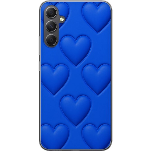 Samsung Galaxy A24 4G Gjennomsiktig deksel Blå Hjerter