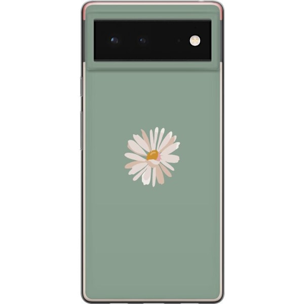 Google Pixel 6 Läpinäkyvä kuori Vihreä Minimalikukka - tyy