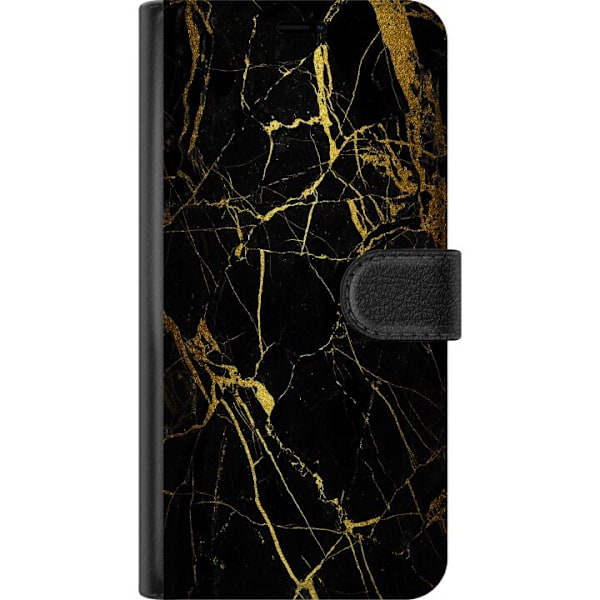 Apple iPhone 8 Tegnebogsetui Marmor Sort & Guld