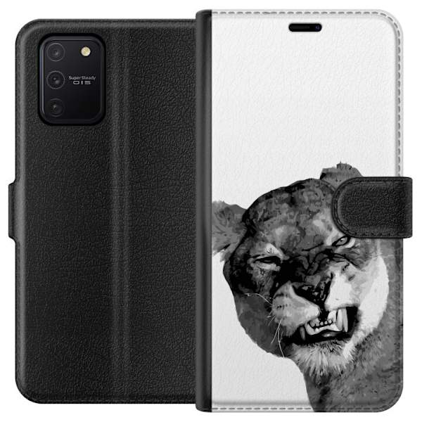 Samsung Galaxy S10 Lite Plånboksfodral Lejon Konst Artistiskt Djurmotiv Afrikanskt Stil Djungel Känsla Grafiskt Motiv Hemdekor Djurtema