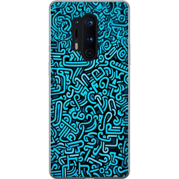 Kompatibelt Mobildeksel til OnePlus 8 Pro Abstrakt blått graffiti mønster med moderne grafiske former blå