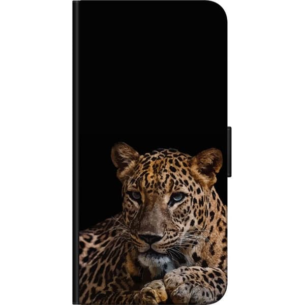 Kompatibelt Plånboksfodral till Xiaomi Redmi Note 10S Leopardporträtt svart