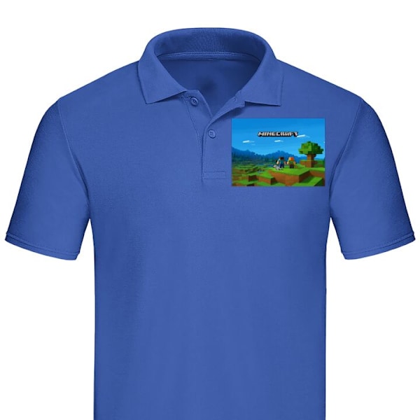 Piké för Vuxen | Elegant Pikétröja Minecraft Key Art Blå Large