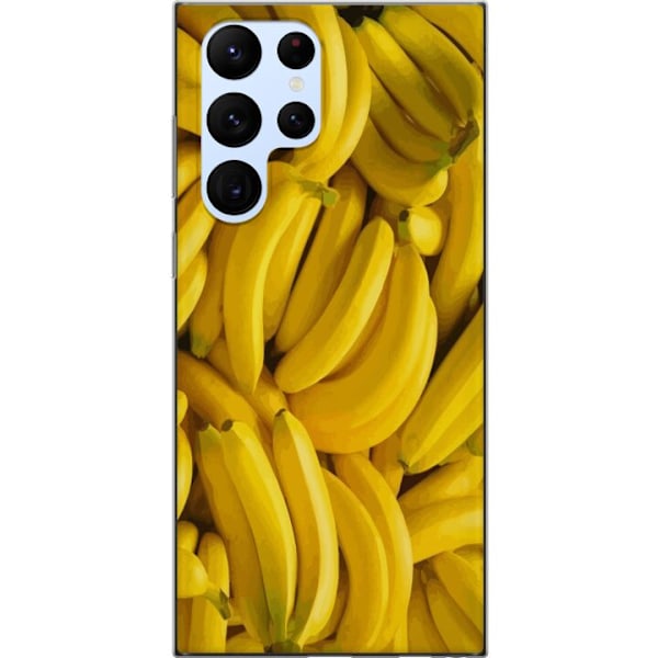Samsung Galaxy S22 Ultra 5G Genomskinligt Skal Banana Pattern – lekfullt mönster med gula bananer