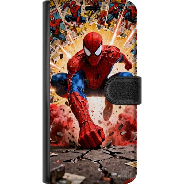 Kompatibel Tegnebogsetui til Apple iPhone 16 Plus Spider Man action