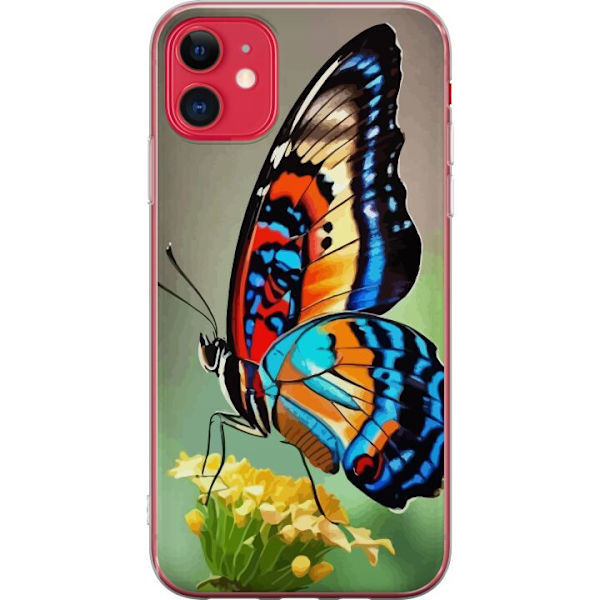 Apple iPhone 11 Genomskinligt Skal Fjäril Natur Sommar Motiv Vingar Färgstark Design Populär Dekor Grafiskt Exotiskt Tema