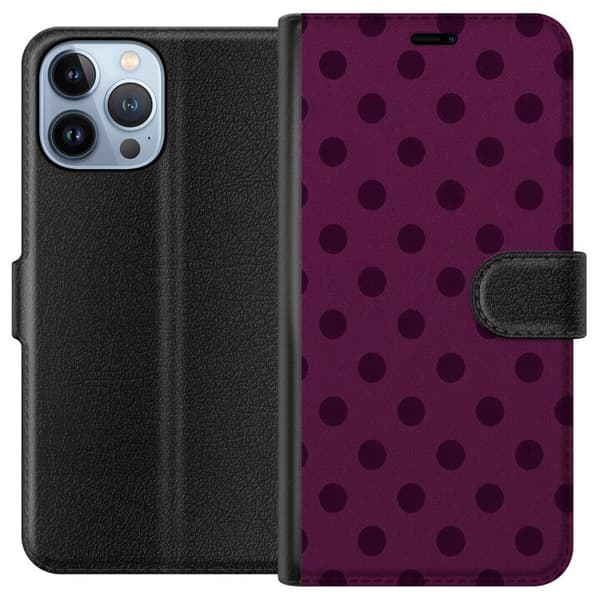 Kompatibel Tegnebogsetui til Apple iPhone 13 Pro Max Blomme Popprikker lilla