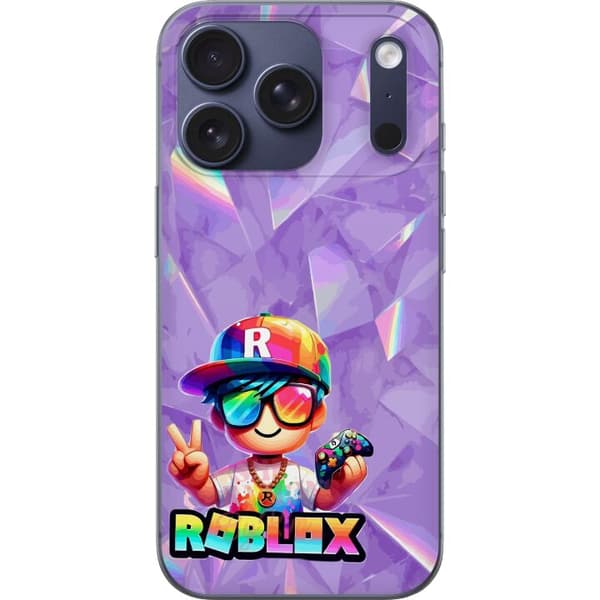Kompatibelt Mobildeksel til Apple iPhone 18 Pro Fargerik gamerfigur med spillkontroll, solbriller og regnbuedetaljer lila