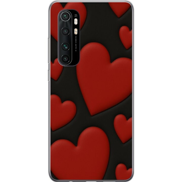 Xiaomi Mi Note 10 Lite Genomskinligt Skal Red Velvet Hearts