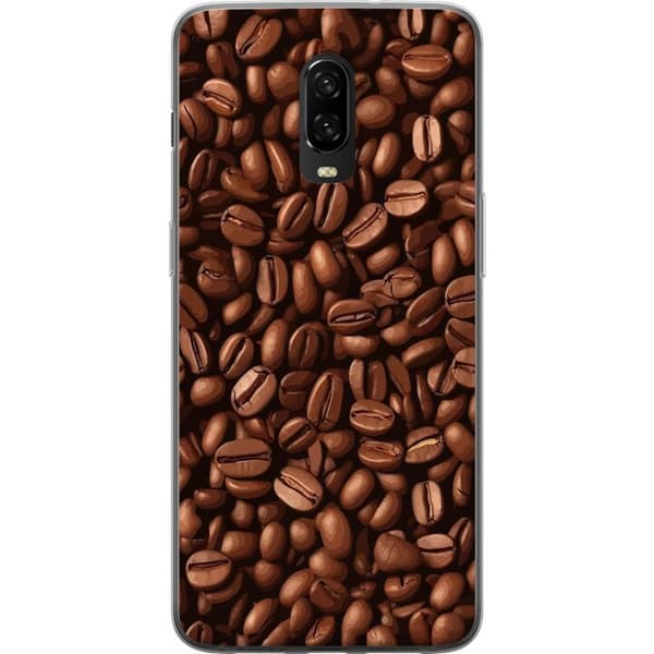 Kompatibelt Mobildeksel til OnePlus 6T Kaffebönor närbild brun