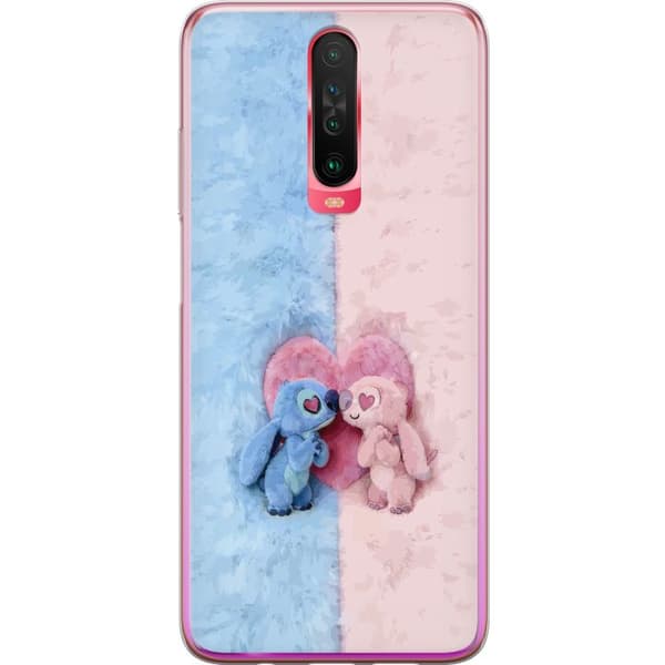 Kompatibel Mobilcover til Xiaomi Redmi K30 Søde blå og lyserøde figurer foran et stort lyserødt hjerte pink