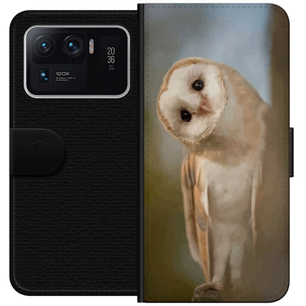 Xiaomi Mi 11 Ultra Tegnebogsetui Ugle Nysgerrig Blik Fuglemotiv Skov Natur Grafisk Design Populært Motiv Dyr Tema Dekoration