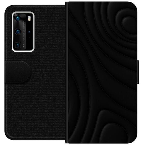 Huawei P40 Pro Tegnebogsetui Sorte Bølger