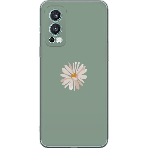 OnePlus Nord 2 5G Läpinäkyvä kuori Vihreä Minimalikukka -
