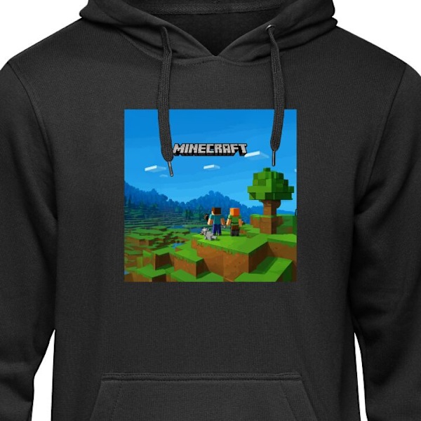 Hoodie til Voksen | Behagelig Hættetrøje Minecraft Nøglekunst sort S