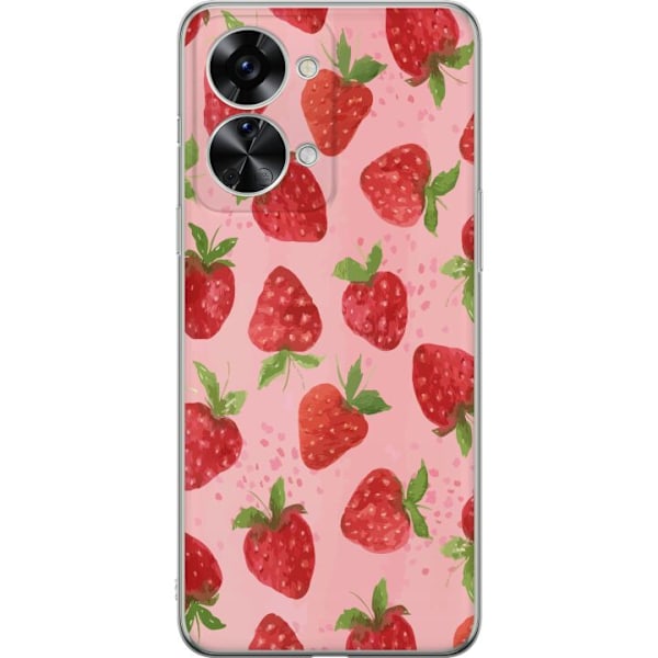 OnePlus Nord 2T Gennemsigtig cover Jordbærdrømme - Retro-sti