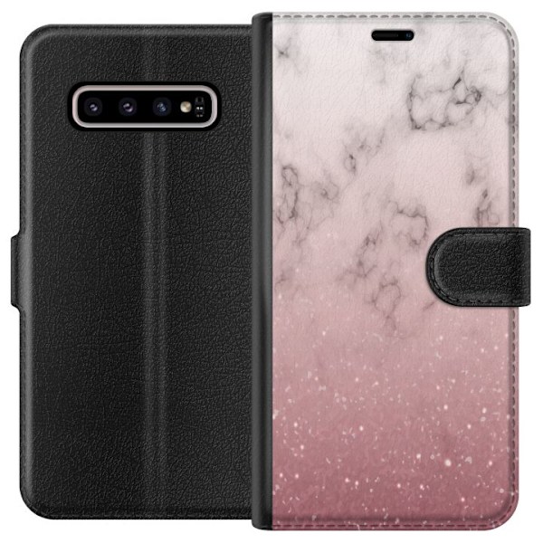 Samsung Galaxy S10+ Tegnebogsetui Blødt Pink Marmor