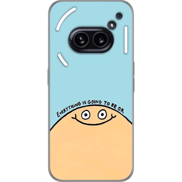 Kompatibelt Mobildeksel til Nothing Phone (2a) Plus Minimalistisk motiv med smilende figur og teksten Everything Is Going To Be OK blå
