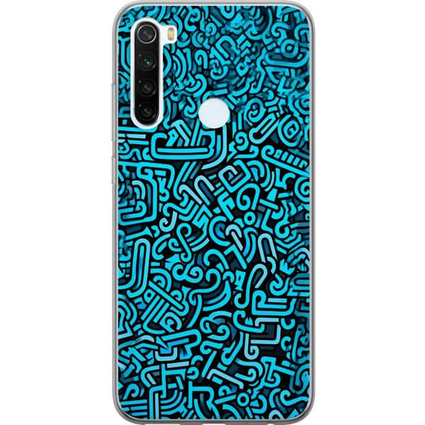 Kompatibelt Mobilskal till Xiaomi Redmi Note 8 Abstrakt blått graffitimönster med moderna grafiska former blå